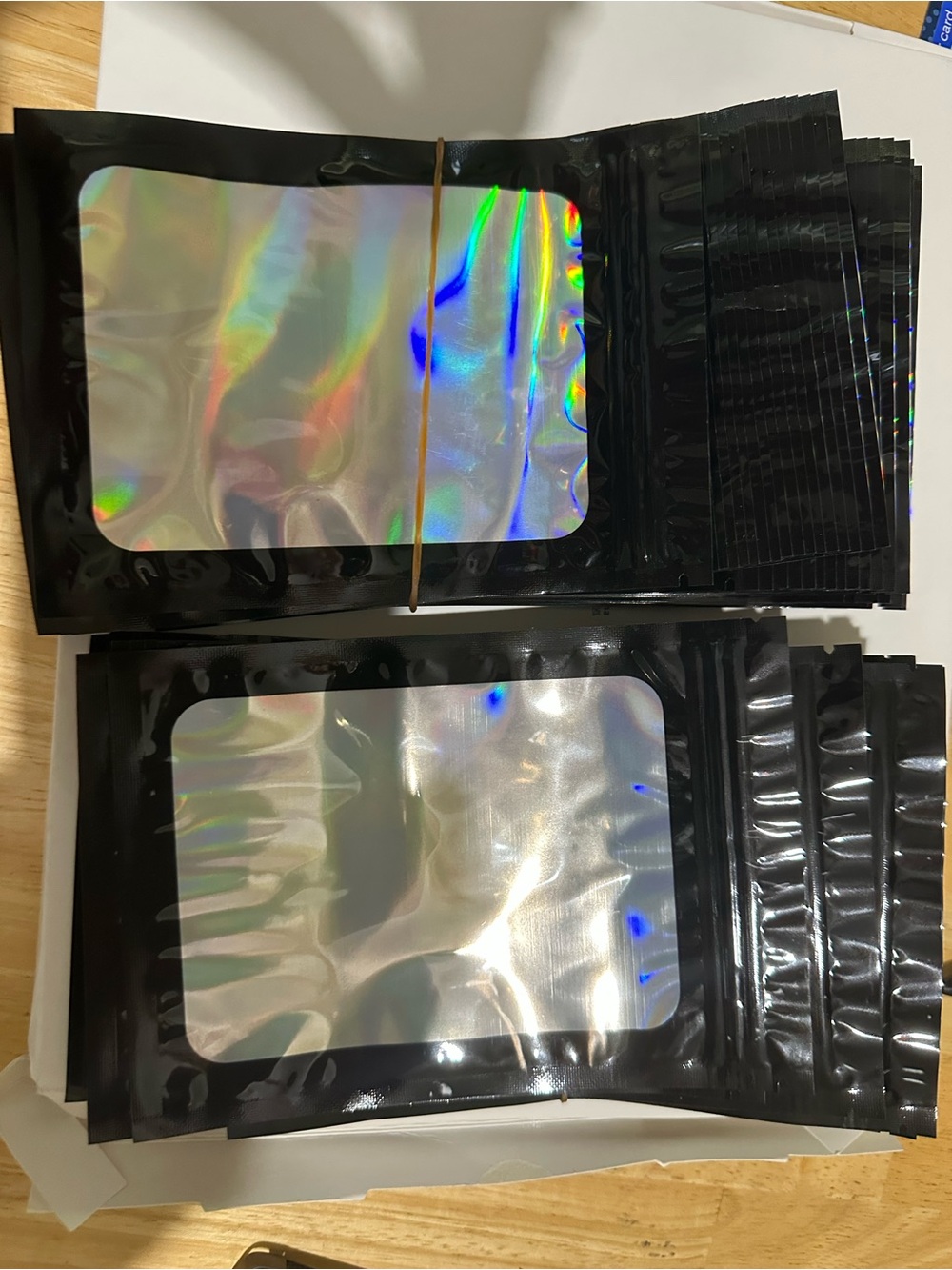 Black Holographic Window Resealable Mylar Bags - Pack of Protective Pouches